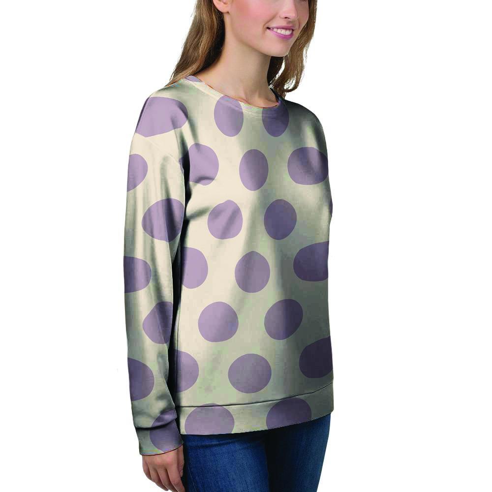 Cream And Brown Polka Dot Women's Sweatshirt-grizzshop