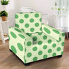 Cream And Emerald Polka Dot Armchair Cover-grizzshop