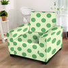 Cream And Emerald Polka Dot Armchair Cover-grizzshop