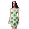 Cream And Emerald Polka Dot Bodycon Dress-grizzshop