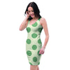 Cream And Emerald Polka Dot Bodycon Dress-grizzshop