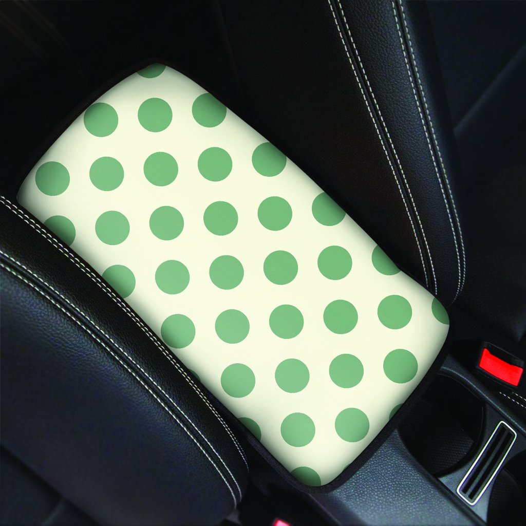 Cream And Emerald Polka Dot Car Console Cover-grizzshop