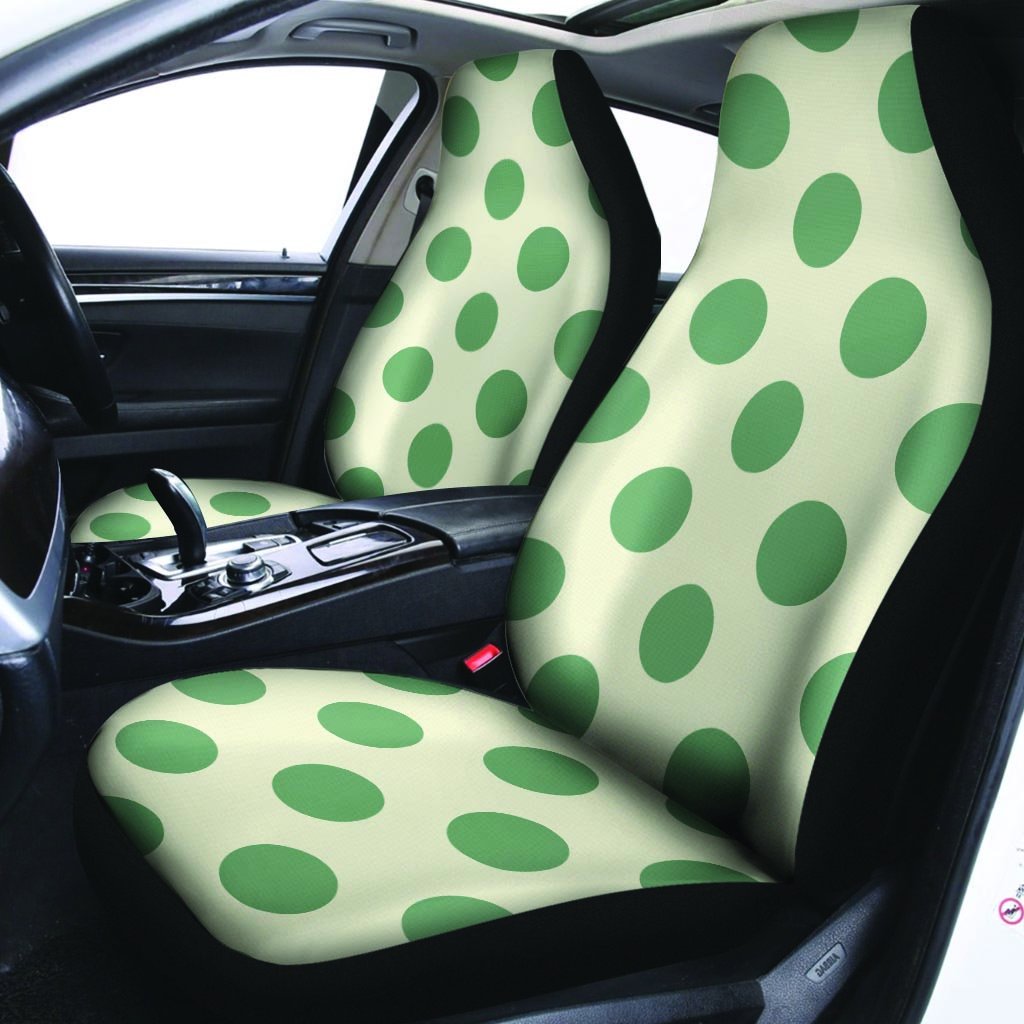 Cream And Emerald Polka Dot Car Seat Covers-grizzshop