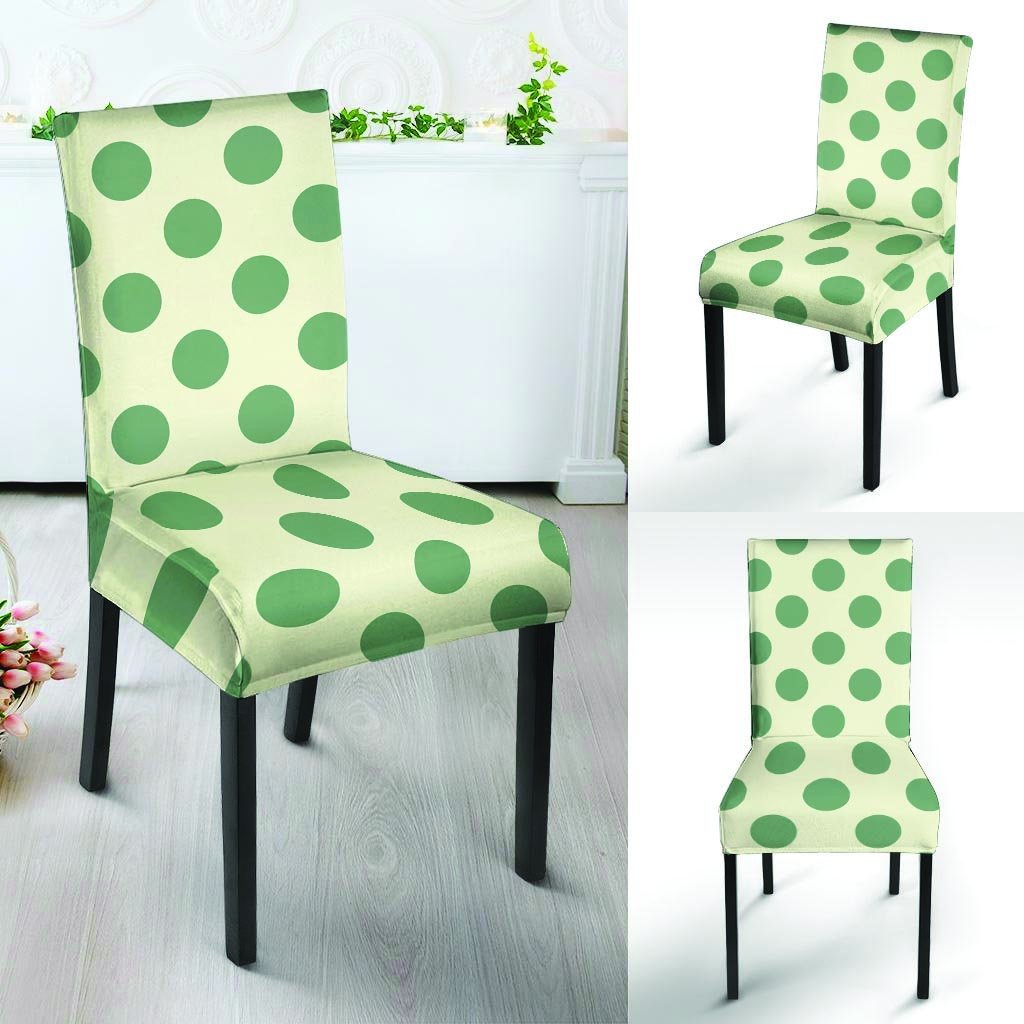 Cream And Emerald Polka Dot Chair Cover-grizzshop