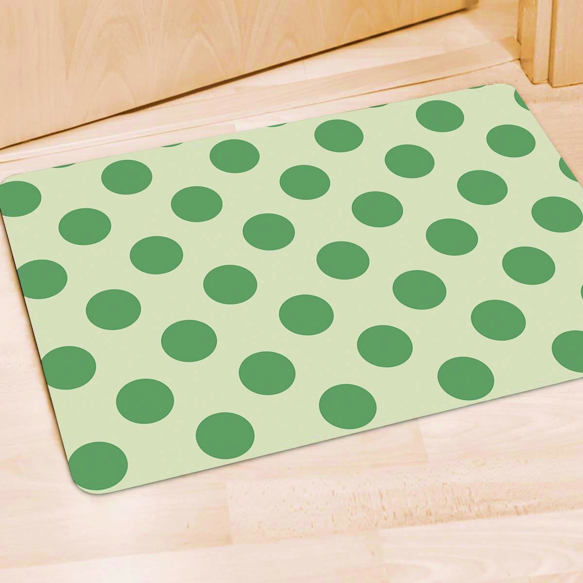 Cream And Emerald Polka Dot Door Mat-grizzshop