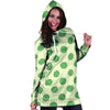 Cream And Emerald Polka Dot Hoodie Dress-grizzshop