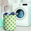 Cream And Emerald Polka Dot Laundry Basket-grizzshop