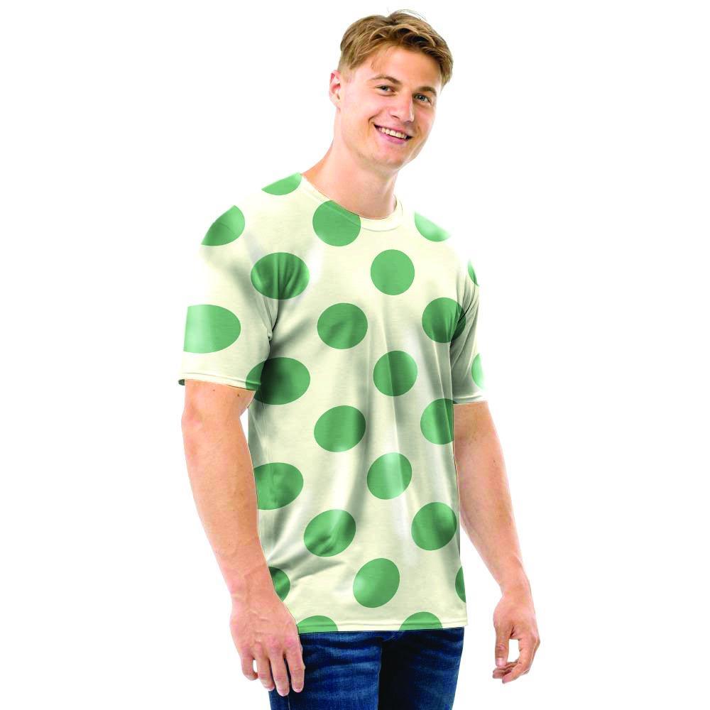 Cream And Emerald Polka Dot Men T Shirt-grizzshop