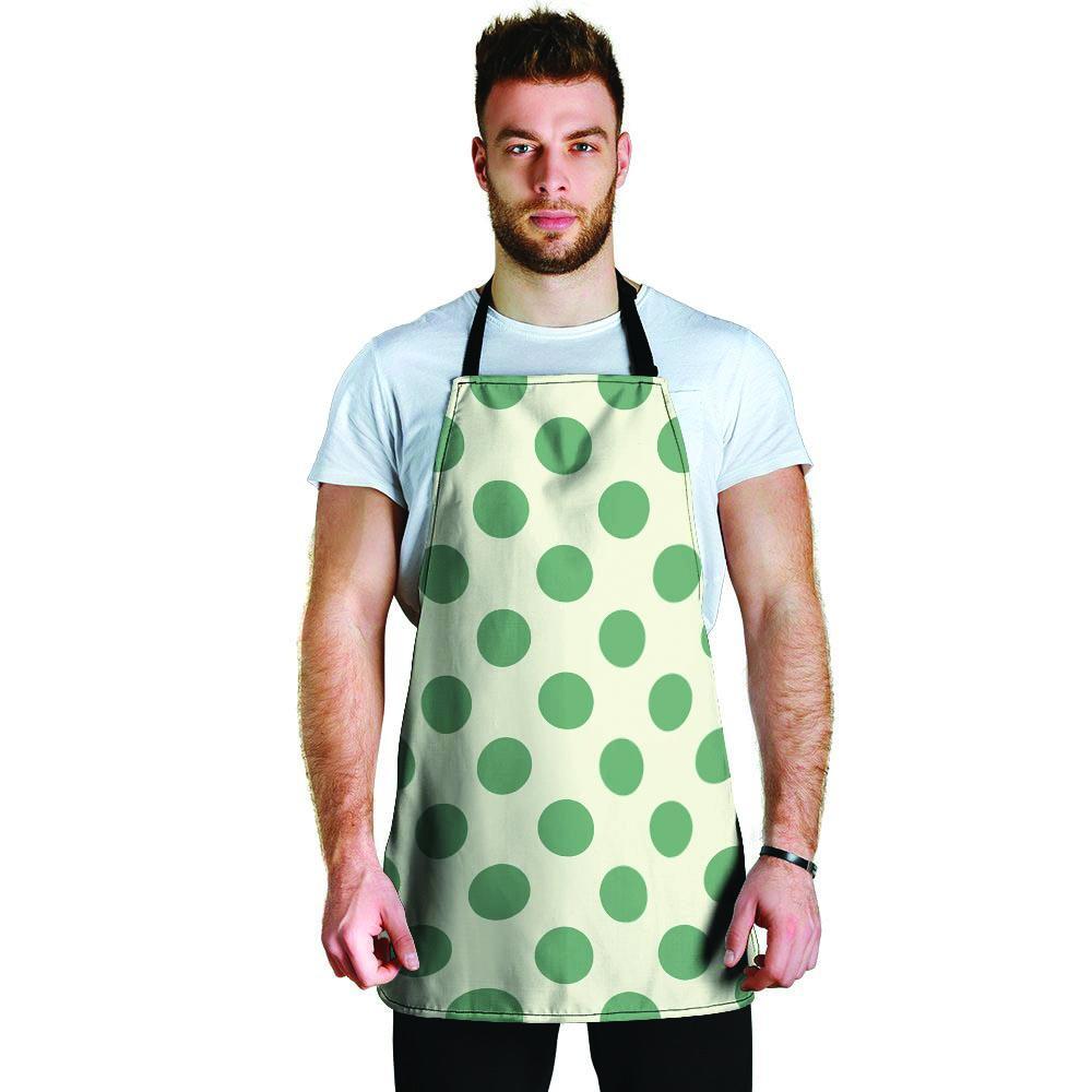 Cream And Emerald Polka Dot Men's Apron-grizzshop