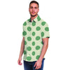 Cream And Emerald Polka Dot Men's Short Sleeve Shirt-grizzshop