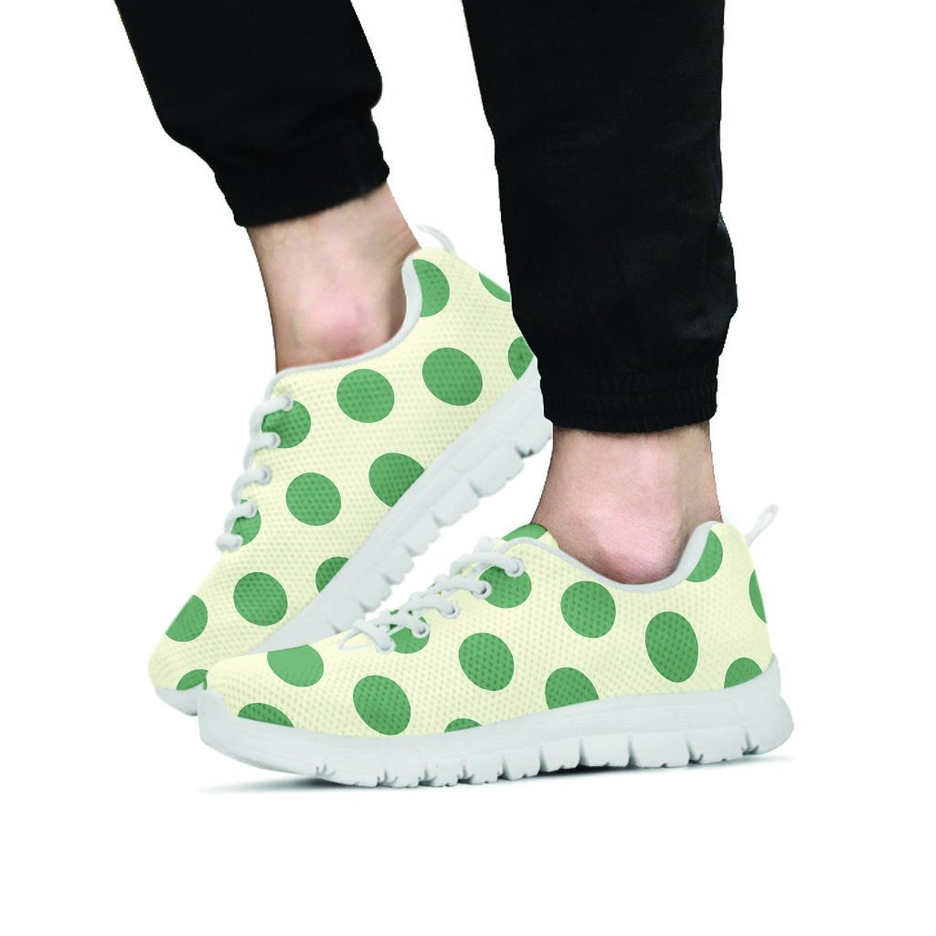 Cream And Emerald Polka Dot Men's Sneakers-grizzshop