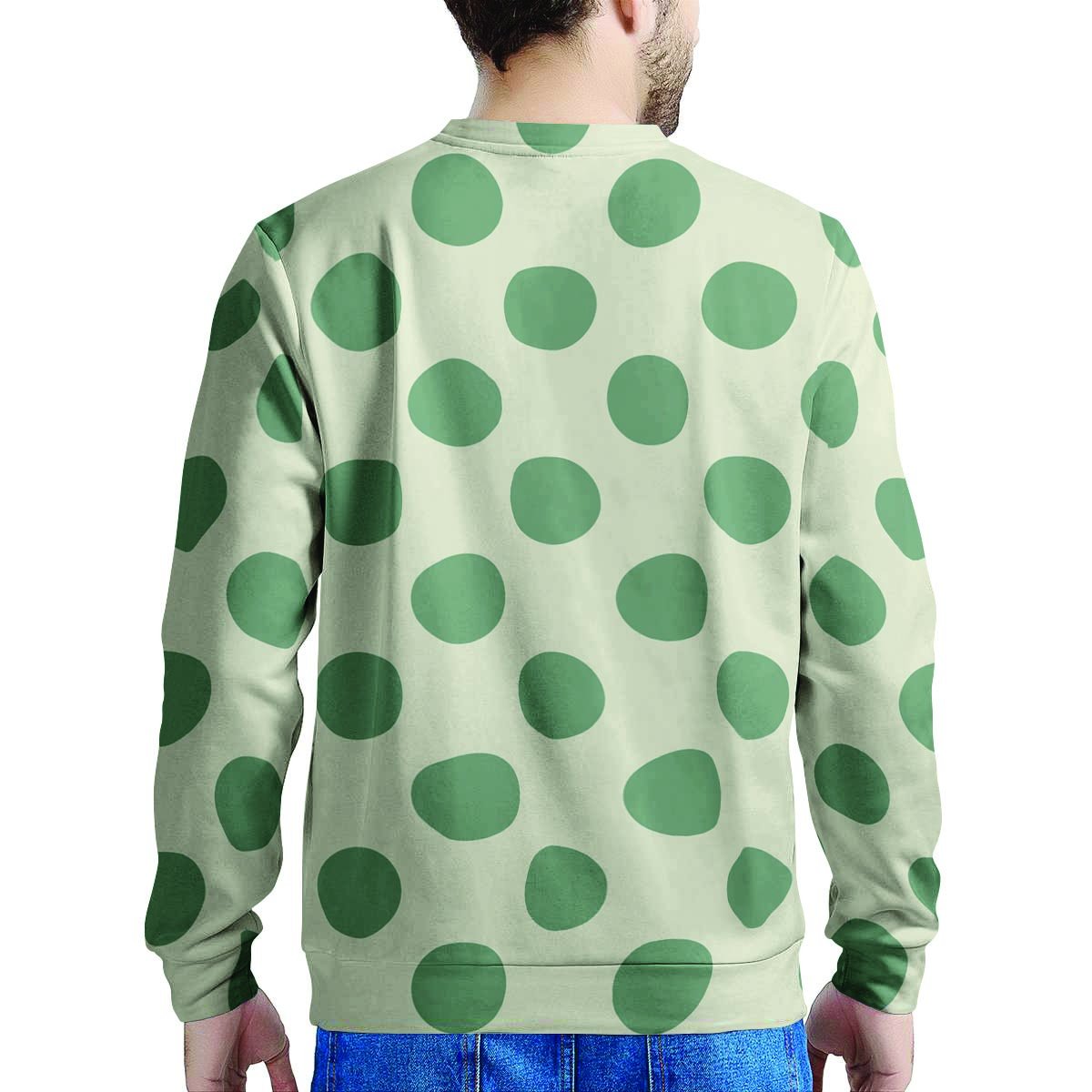 Cream And Emerald Polka Dot Men's Sweatshirt-grizzshop