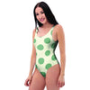 Cream And Emerald Polka Dot One Piece Swimsuite-grizzshop