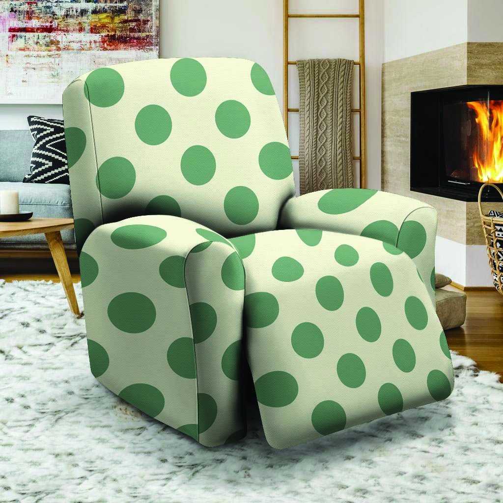 Cream And Emerald Polka Dot Recliner Cover-grizzshop