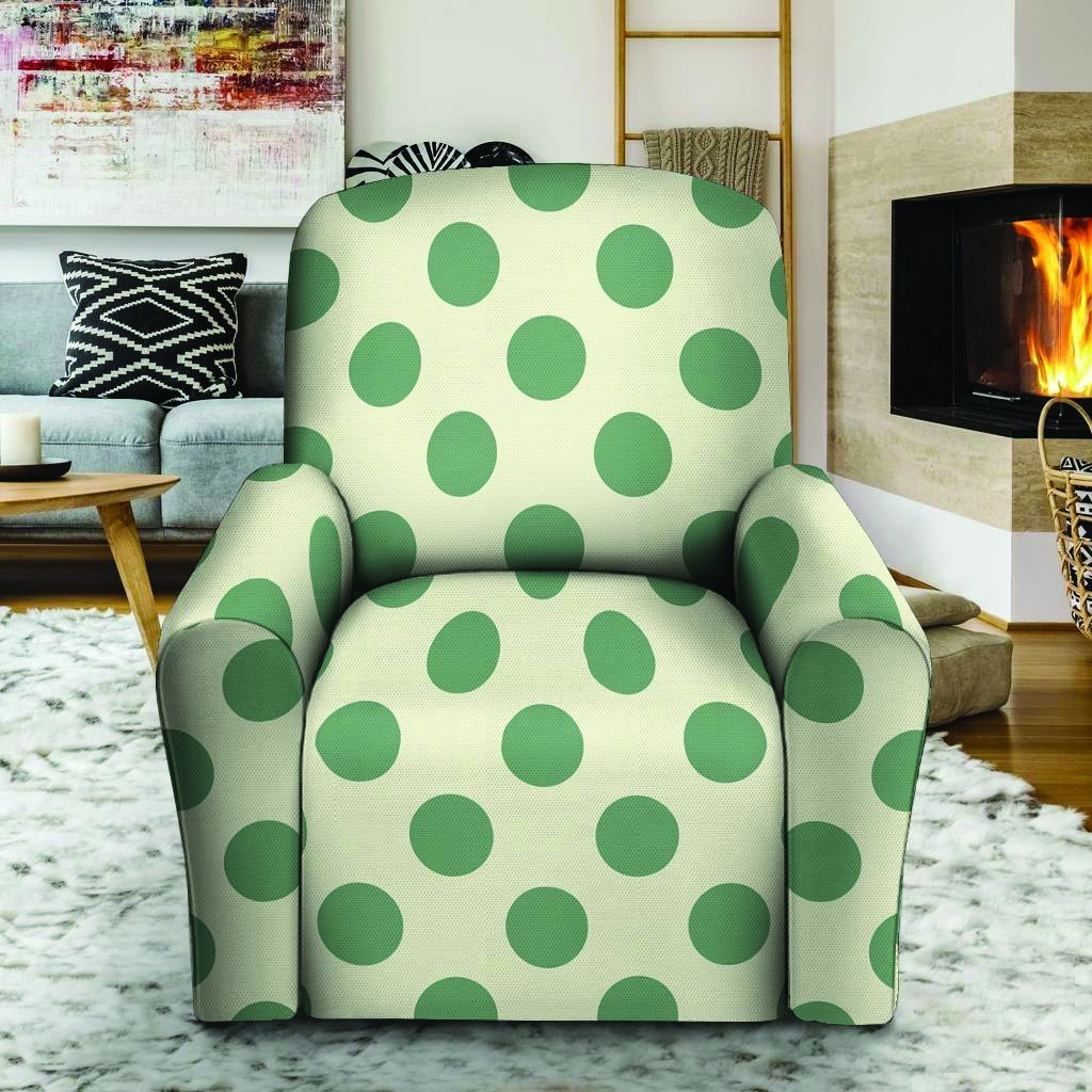 Cream And Emerald Polka Dot Recliner Cover-grizzshop