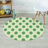 Cream And Emerald Polka Dot Round Rug-grizzshop