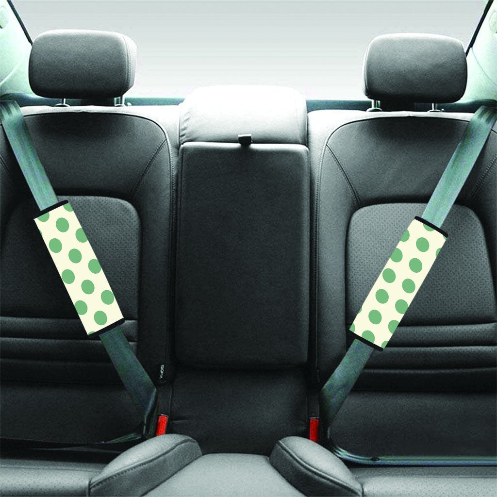 Cream And Emerald Polka Dot Seat Belt Cover-grizzshop