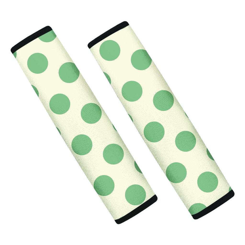 Cream And Emerald Polka Dot Seat Belt Cover-grizzshop