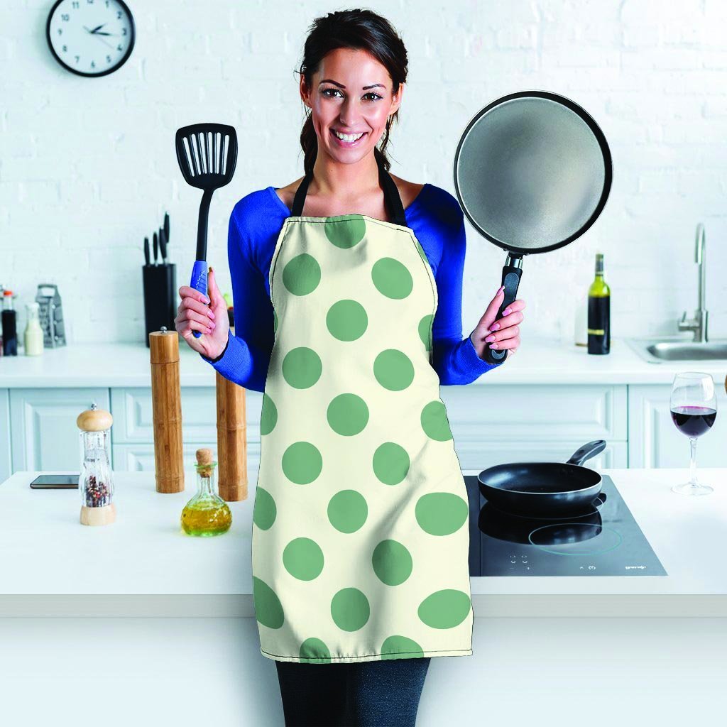 Cream And Emerald Polka Dot Women's Apron-grizzshop