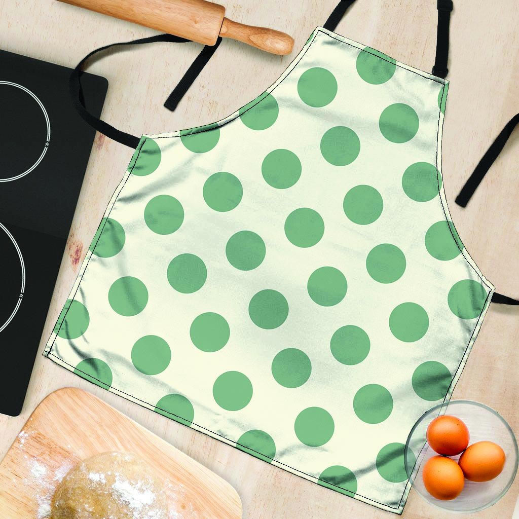 Cream And Emerald Polka Dot Women's Apron-grizzshop