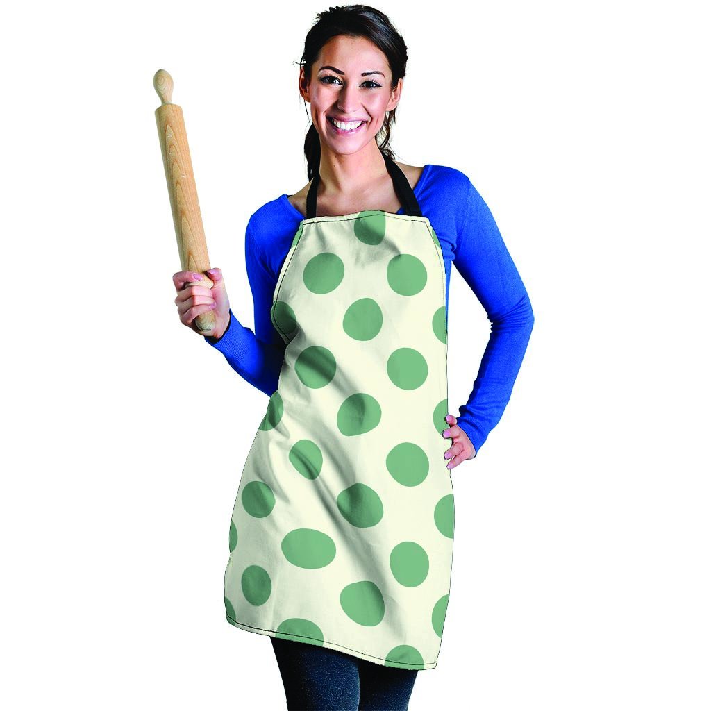 Cream And Emerald Polka Dot Women's Apron-grizzshop