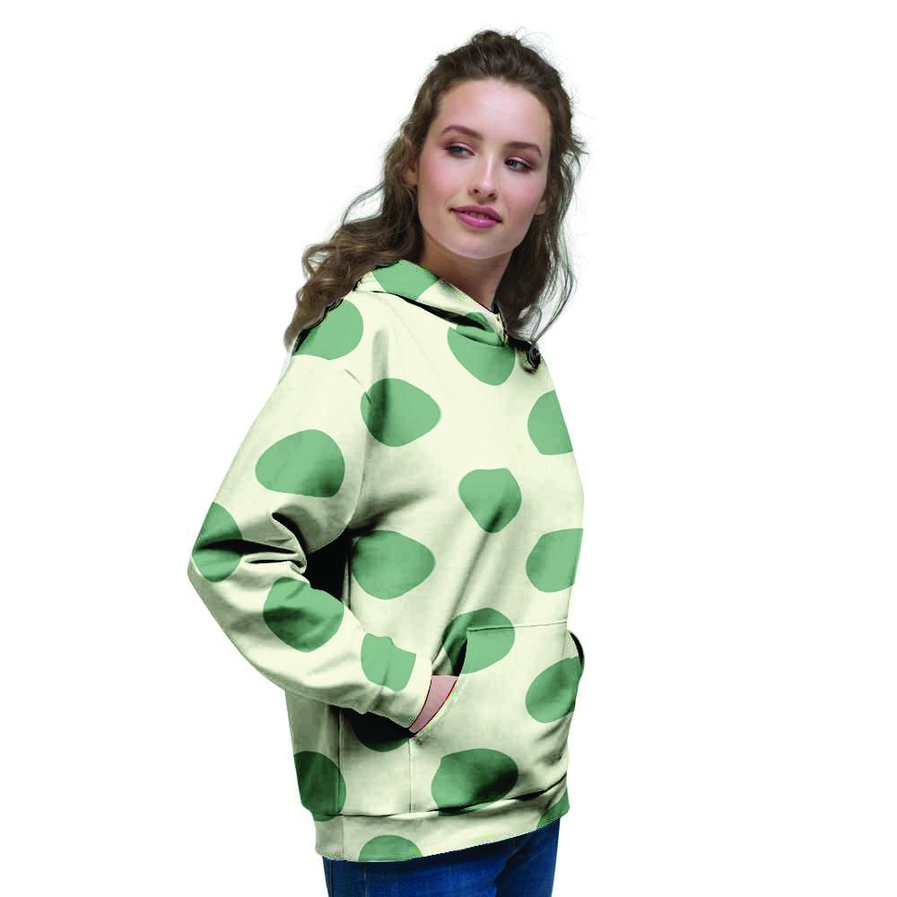 Cream And Emerald Polka Dot Women's Hoodie-grizzshop