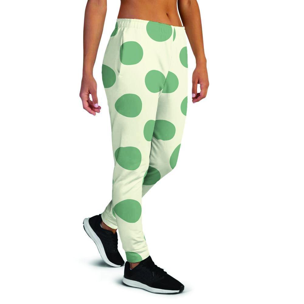 Cream And Emerald Polka Dot Women's Joggers-grizzshop