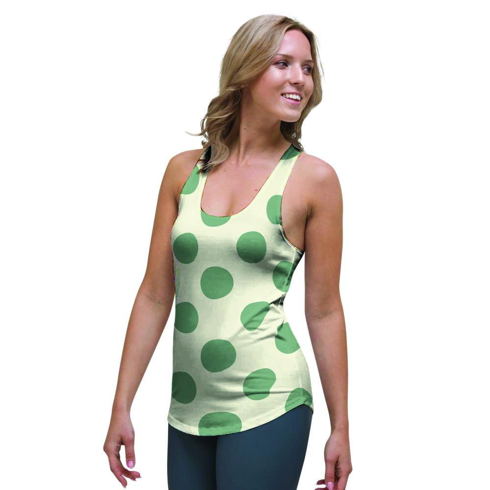 Cream And Emerald Polka Dot Women's Racerback Tank Top-grizzshop