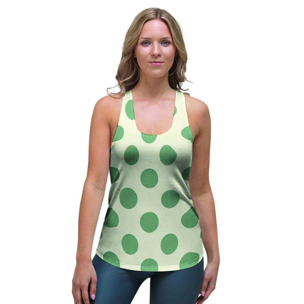 Cream And Emerald Polka Dot Women's Racerback Tank Top-grizzshop