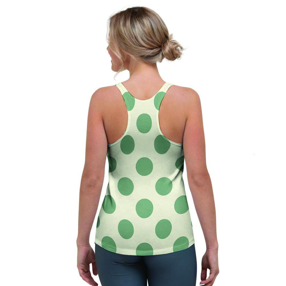 Cream And Emerald Polka Dot Women's Racerback Tank Top-grizzshop