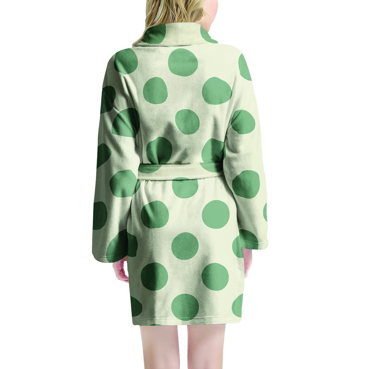 Cream And Emerald Polka Dot Women's Robe-grizzshop