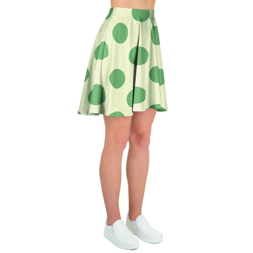 Cream And Emerald Polka Dot Women's Skirt-grizzshop
