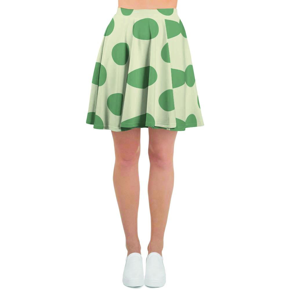 Cream And Emerald Polka Dot Women's Skirt-grizzshop