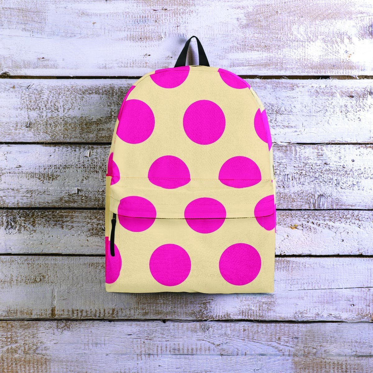 Cream And Pink Polka Dot Backpack-grizzshop