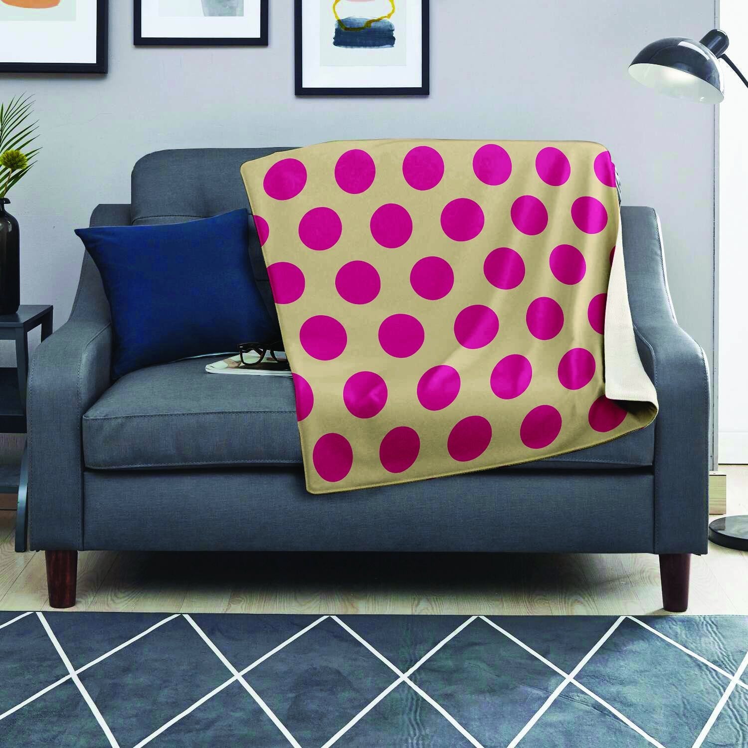 Cream And Pink Polka Dot Blanket-grizzshop