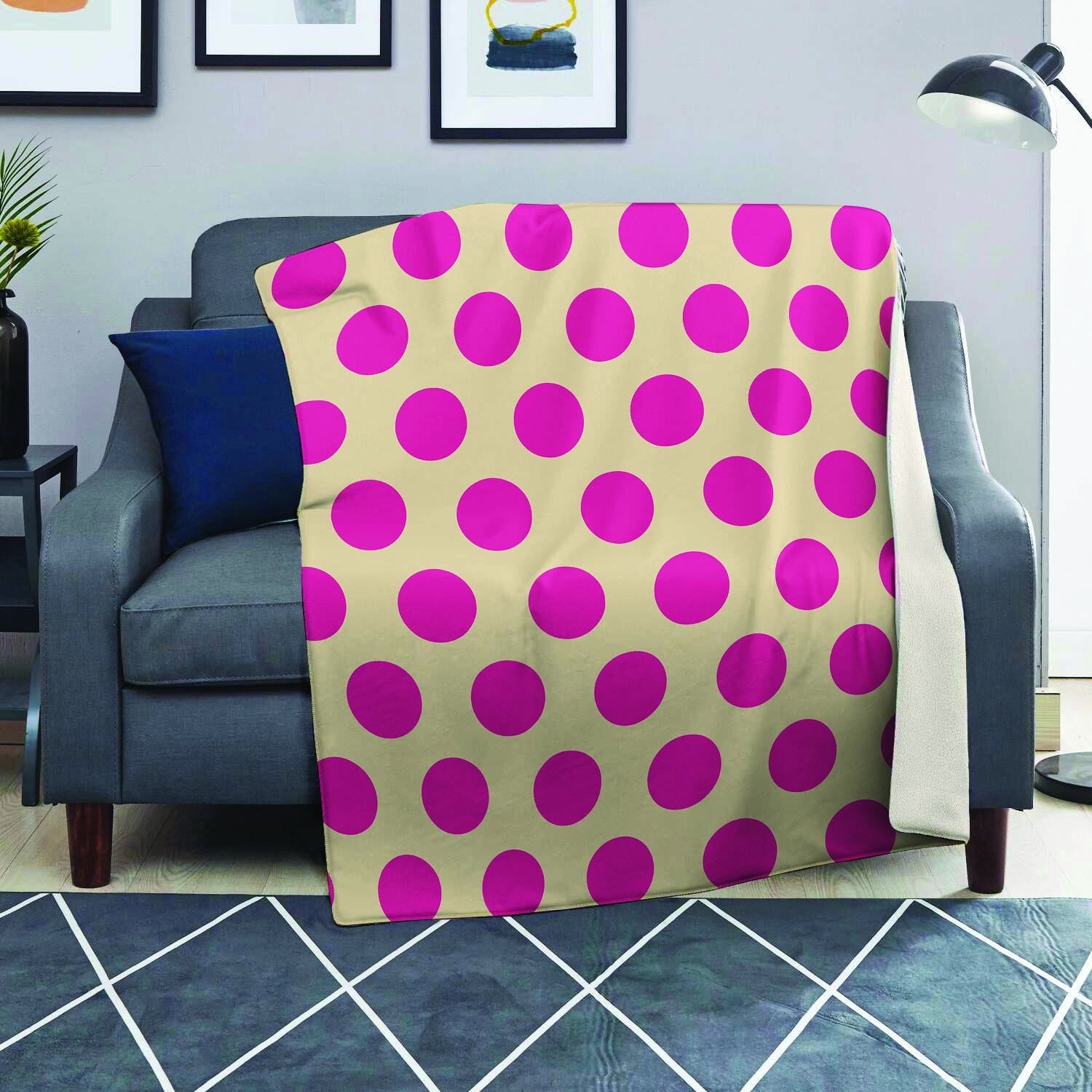 Cream And Pink Polka Dot Blanket-grizzshop