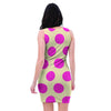 Cream And Pink Polka Dot Bodycon Dress-grizzshop