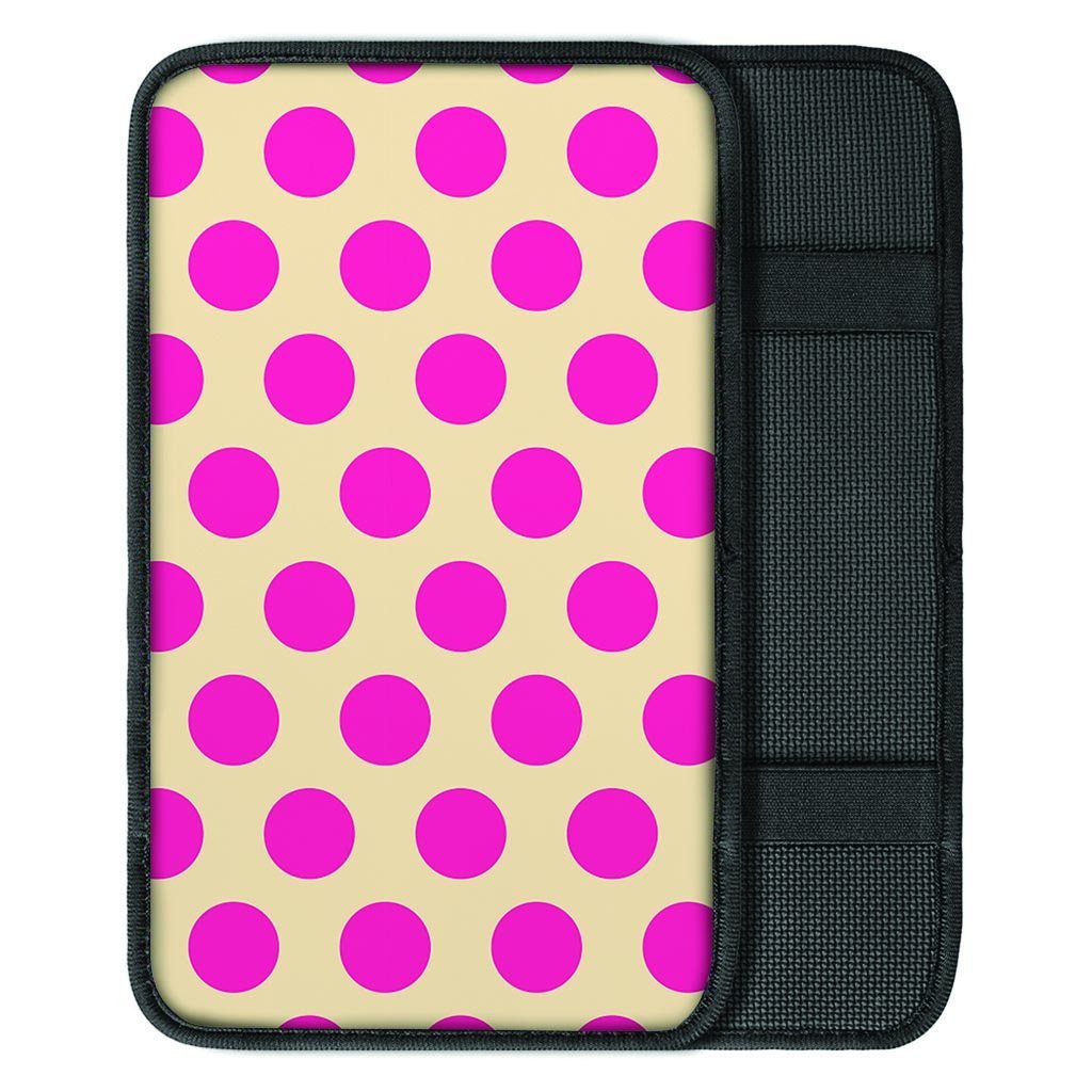 Cream And Pink Polka Dot Car Console Cover-grizzshop