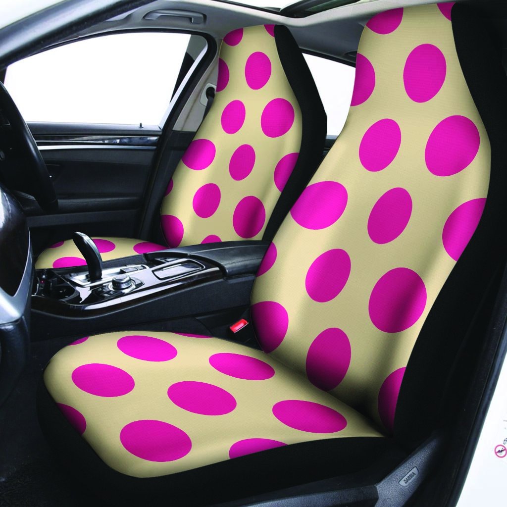 Cream And Pink Polka Dot Car Seat Covers-grizzshop