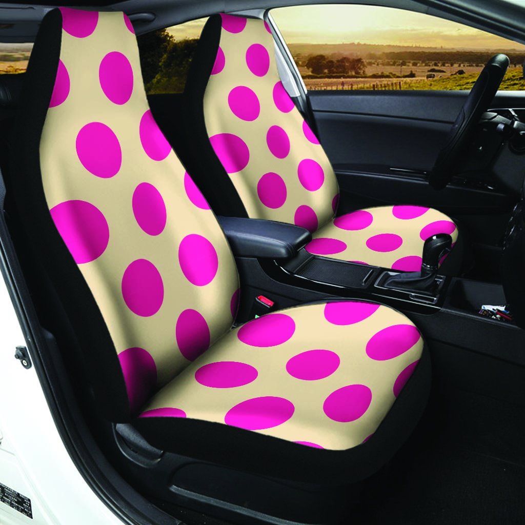 Cream And Pink Polka Dot Car Seat Covers-grizzshop