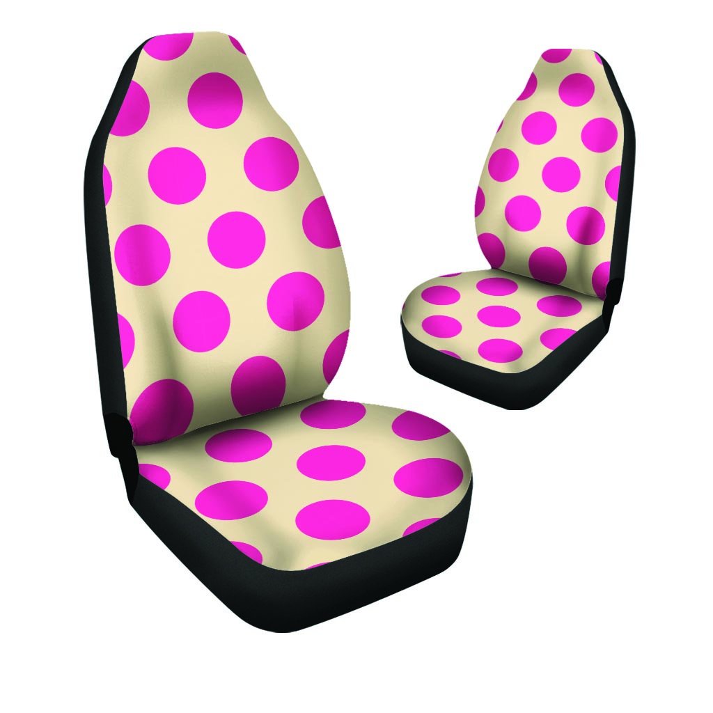 Cream And Pink Polka Dot Car Seat Covers-grizzshop