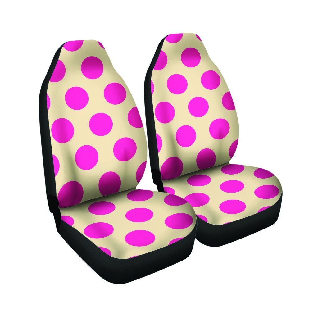 Cream And Pink Polka Dot Car Seat Covers-grizzshop