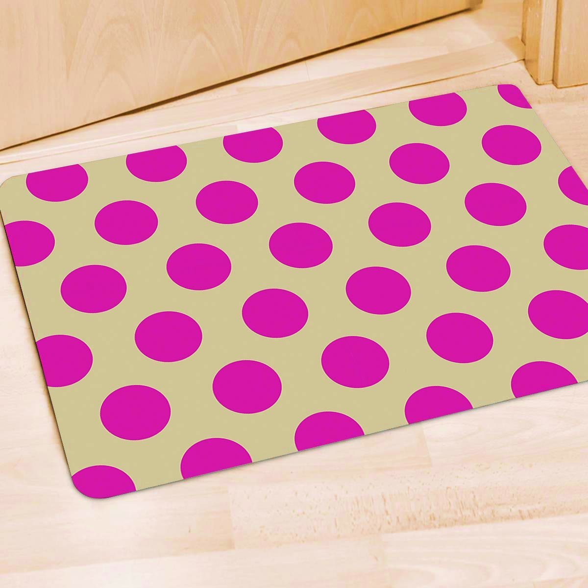 Cream And Pink Polka Dot Door Mat-grizzshop