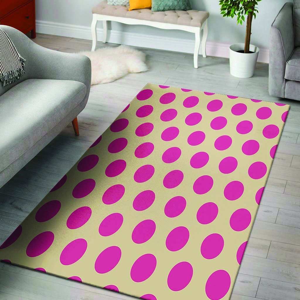 Cream And Pink Polka Dot Floor Mat-grizzshop