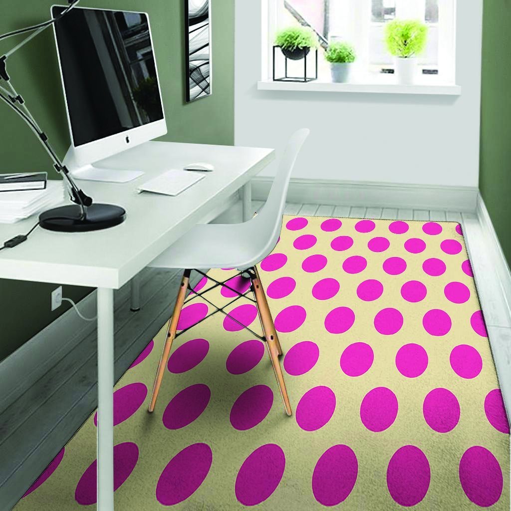 Cream And Pink Polka Dot Floor Mat-grizzshop