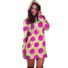 Cream And Pink Polka Dot Hoodie Dress-grizzshop