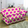 Cream And Pink Polka Dot Loveseat Cover-grizzshop