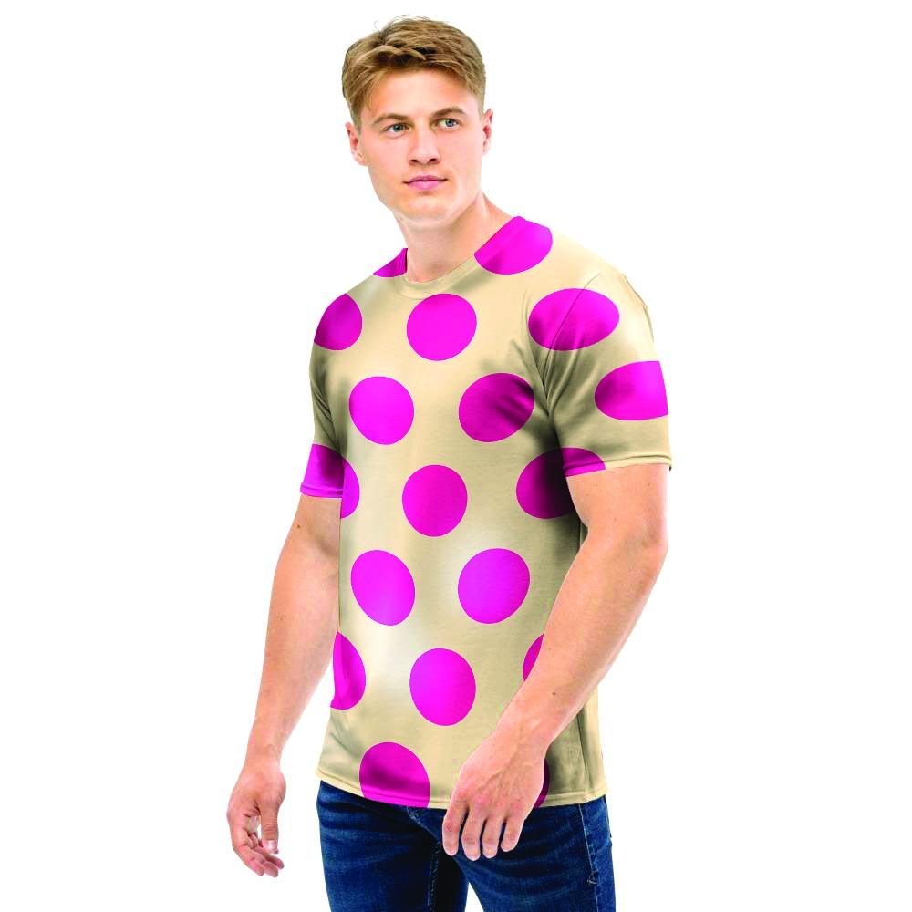 Cream And Pink Polka Dot Men T Shirt-grizzshop