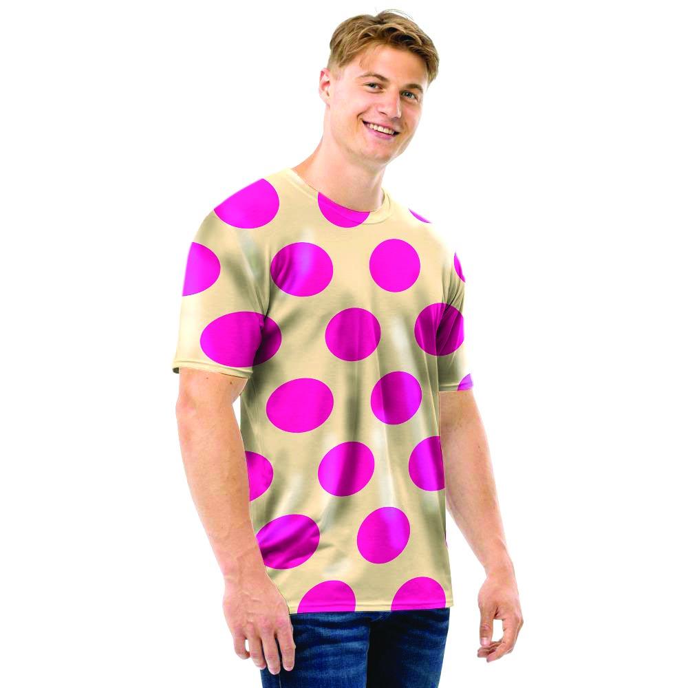 Cream And Pink Polka Dot Men T Shirt-grizzshop