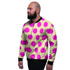 Cream And Pink Polka Dot Men's Bomber Jacket-grizzshop